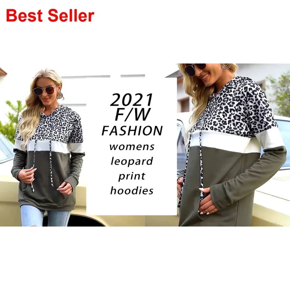 Women's Pullover Hoodie with Pocket, Lightweight Stretchy Fabric, Casual Style